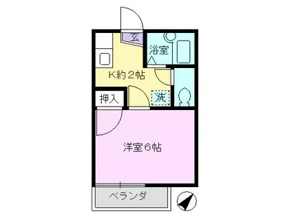 リバティハイツ(1K/2階)の間取り写真