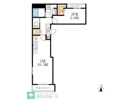 メゾン川口(1LDK/3階)の間取り写真