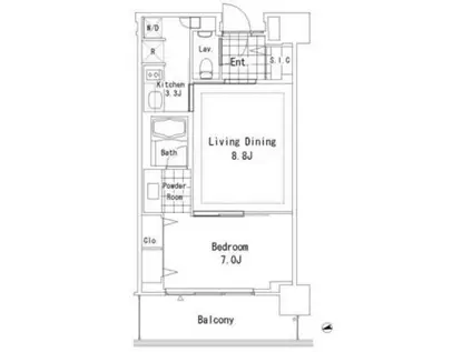 芝浦アイランド ブルームタワー(1LDK/34階)の間取り写真
