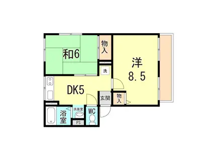 ソファレ美苑(2DK/1階)の間取り写真