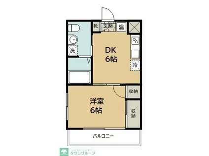 イーハトーブ(1DK/1階)の間取り写真