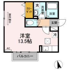 MIUMU A棟(ワンルーム/1階)の間取り写真