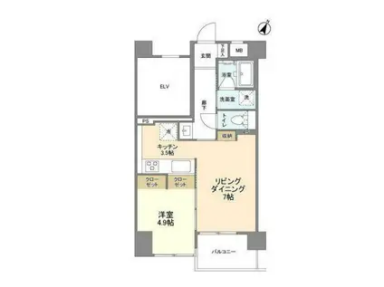 パス仲六郷(1LDK/5階)の間取り写真