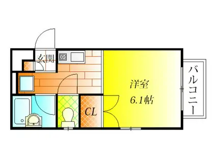 コンフォート軽里(1K/2階)の間取り写真
