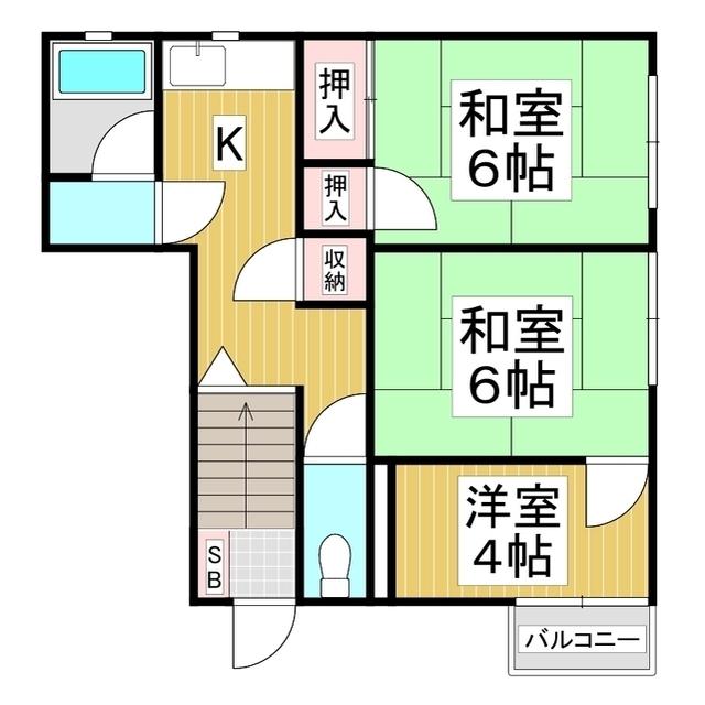 コーポ興和館(2K/2階)の間取り写真