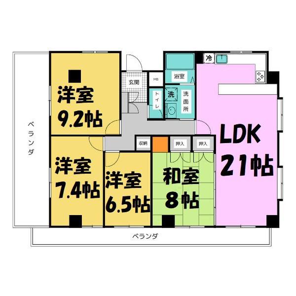 ルミエール鯛取(4LDK/5階)の間取り写真