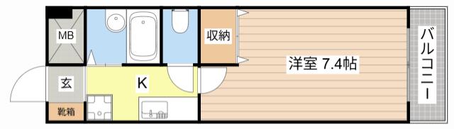 南滋賀ヒューマンハイツ(1K/2階)の間取り写真