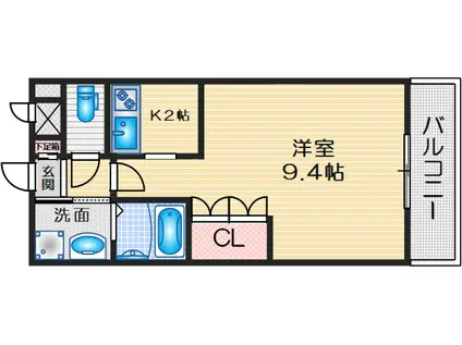 グランディール(1K/2階)の間取り写真