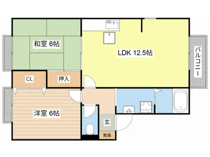 セジュール志賀(2LDK/1階)の間取り写真