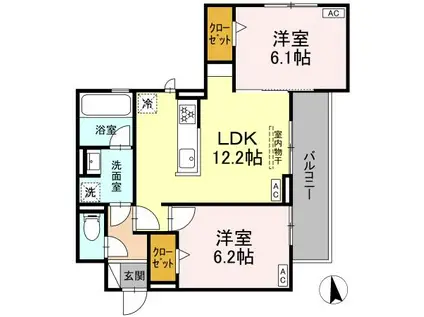 オリヴォ フラガンテ(2LDK/2階)の間取り写真