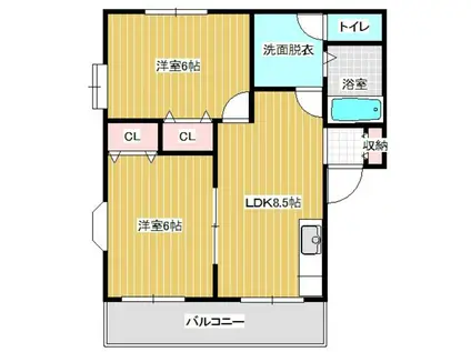 サンティール門松A棟(2DK/2階)の間取り写真