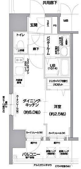エスリード池下レスティア(1DK/2階)の間取り写真