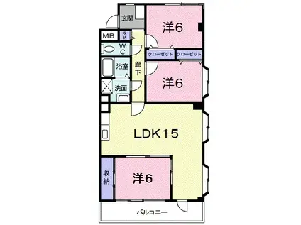 ライツェント浜芦屋(3LDK/3階)の間取り写真