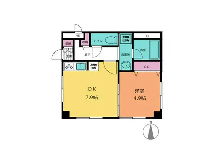 パークサイド多摩川(1DK/1階)の間取り写真