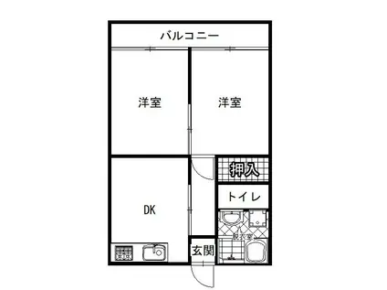 上西ハイツ(2DK/2階)の間取り写真