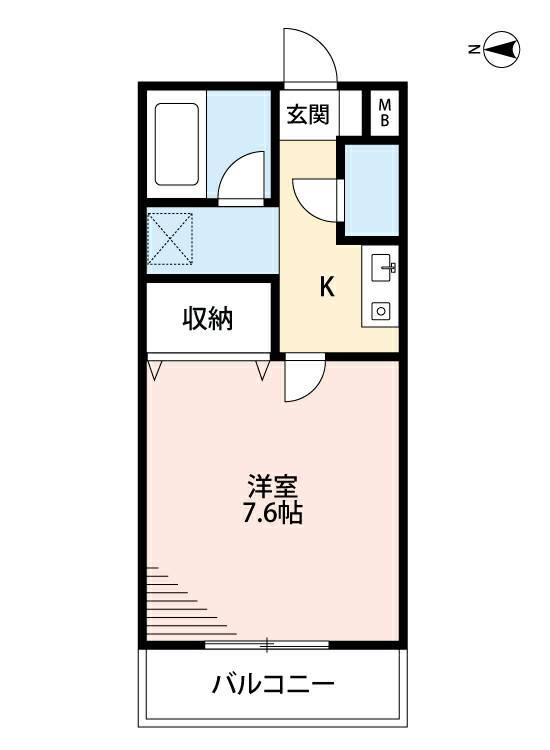 ウェルネス三界(1K/6階)の間取り写真