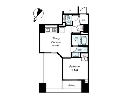 アプレシティ日本橋小伝馬町(1DK/2階)の間取り写真