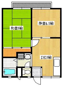大田切コーポC(2DK/1階)の間取り写真