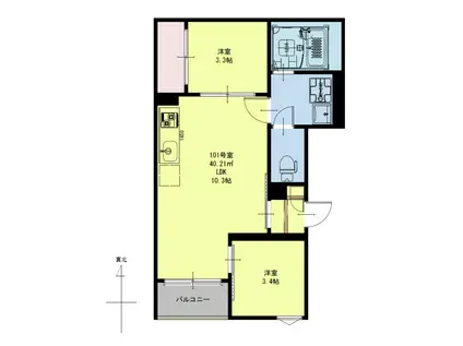 REGALEST東照宮 サウス イースト(2LDK/2階)の間取り写真