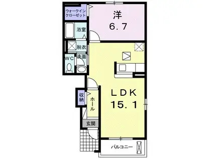 スイート小牧(1LDK/1階)の間取り写真