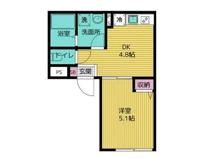 ザ・テラス豊洲(1DK/4階)の間取り写真