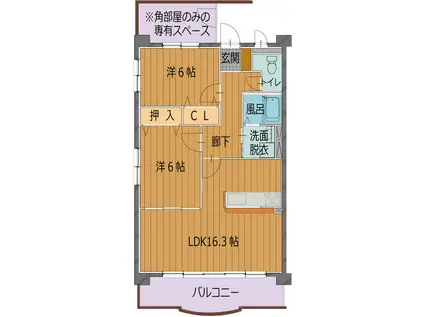 フォレストパークDIO(2LDK/2階)の間取り写真