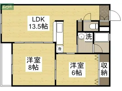P&I伊島西ハイツ(2LDK/1階)の間取り写真