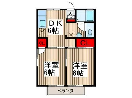 ライトコート石井(2DK/1階)の間取り写真