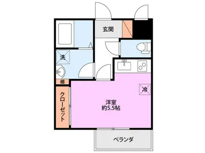 レジデンス橙和 D棟(ワンルーム/1階)の間取り写真