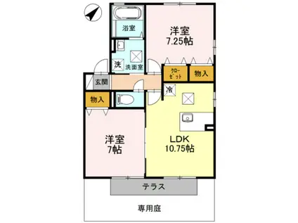 ウィルモア・ロッシェ A棟(2LDK/1階)の間取り写真