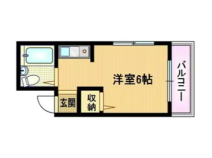 メゾン雄々(ワンルーム/1階)の間取り写真