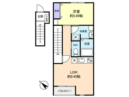 マンダリンツリー(1LDK/2階)の間取り写真