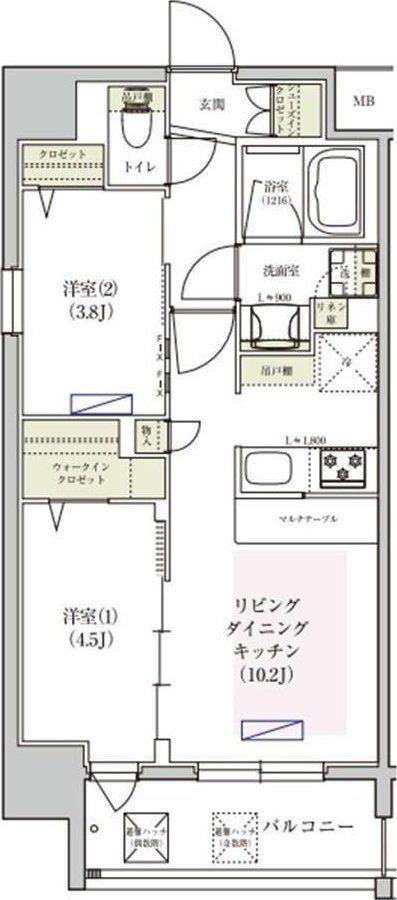 アーバネックス東梅田(2LDK/3階)の間取り写真