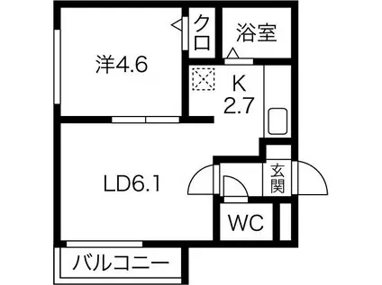 ＪＲ函館本線 琴似駅(ＪＲ) 徒歩7分 4階建 築21年(1LDK/2階)の間取り写真