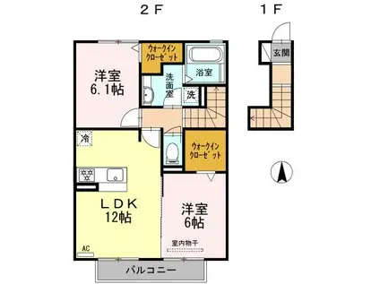 トリコロール(2LDK/2階)の間取り写真