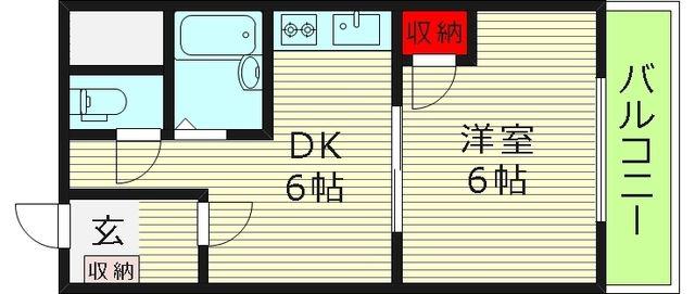 雅叙園ハイツ(1DK/10階)の間取り写真