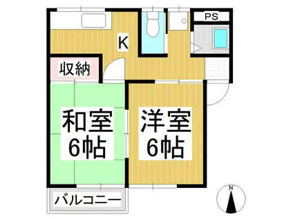 サンテラス東部(2K/1階)の間取り写真