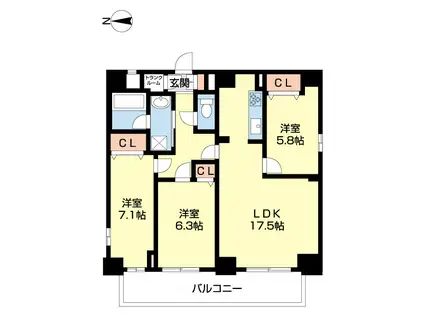 M・メゾン小松原(3LDK/9階)の間取り写真