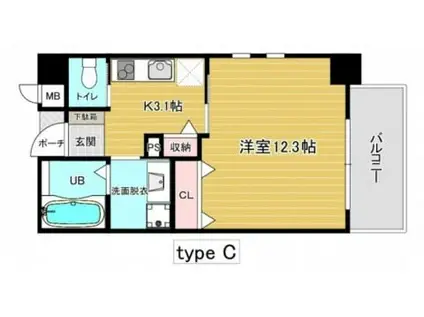 ライフタウンIII(ワンルーム/4階)の間取り写真