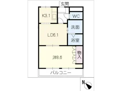 トワ・セゾン・コリーヌ(1LDK/1階)の間取り写真