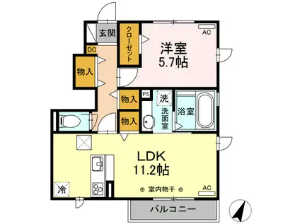 MAISON楓III(1LDK/1階)の間取り写真