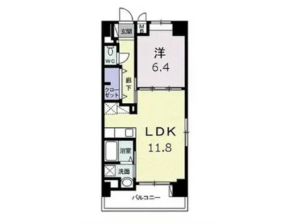 モダンテラス中央(1LDK/4階)の間取り写真