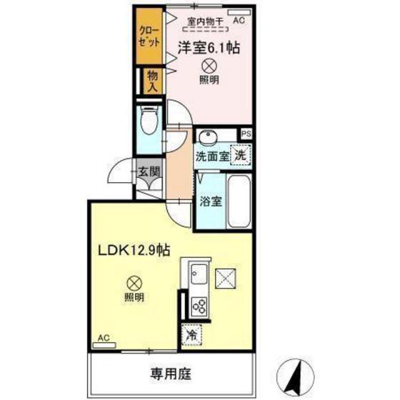 カーサ オリーバ(1LDK/1階)の間取り写真