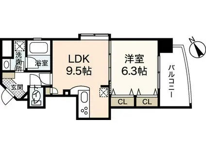 オリオリタウンVIII(1LDK/4階)の間取り写真