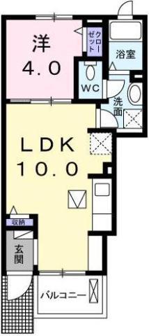 アクア・アルテA(1LDK/1階)の間取り写真