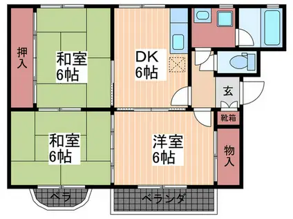 日の出コーポラス(3DK/1階)の間取り写真