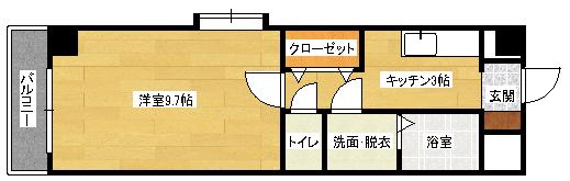 VILLA大原駅前(1K/9階)の間取り写真