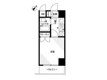 プレールミホカテリーナ武蔵小山(1K/11階)の間取り写真