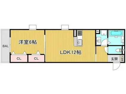 ミレ・パルク長町(1LDK/3階)の間取り写真