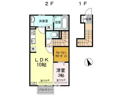 COCO米島(1LDK/2階)の間取り写真